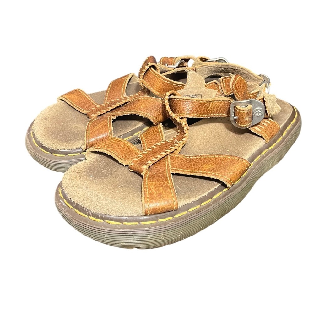 VINTAGE 90s Dr Martens Cherie Chunky Leather Sandals Womens US 9 Brown Fisherman